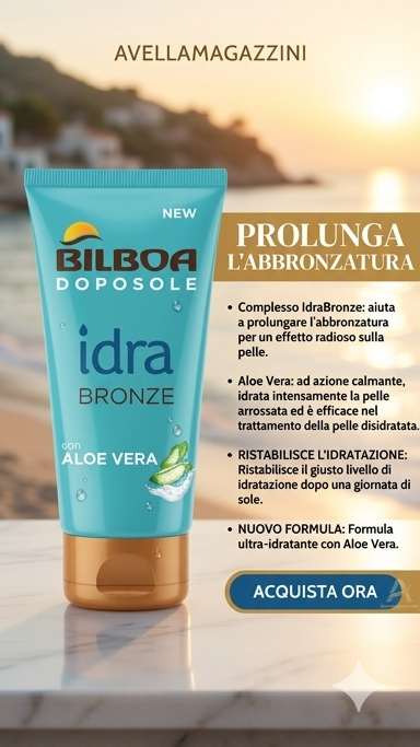 Bilboa Doposole Idra Bronze con Aloe Vera 50ml | Complesso Prolungatore di Abbronzatura | Idratazione Intensa e Azione Skin Balance | Formato Travel
