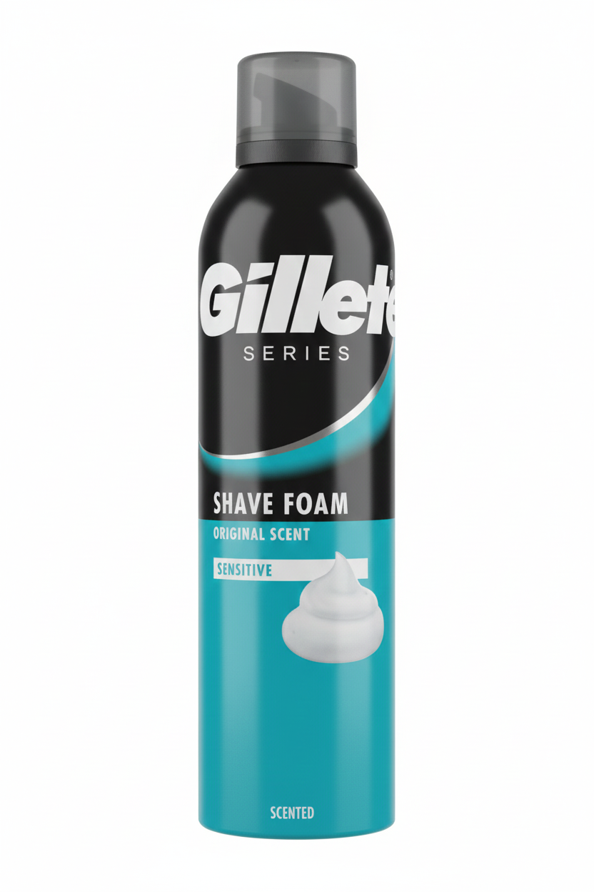 Gillette Schiuma da Barba Pelli Sensibili 300ml – Formula Anti-Irritazioni con Agenti Emollienti e Lubrificanti – Original Scent