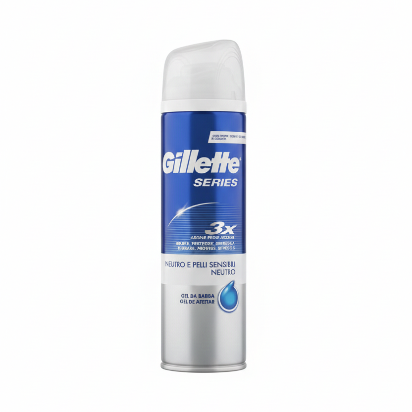 Gillette Series Gel da Barba Neutro Pelli Sensibili 200ml – Tripla Protezione (3X) – Senza Profumo né Coloranti – Anti-Irritazioni
