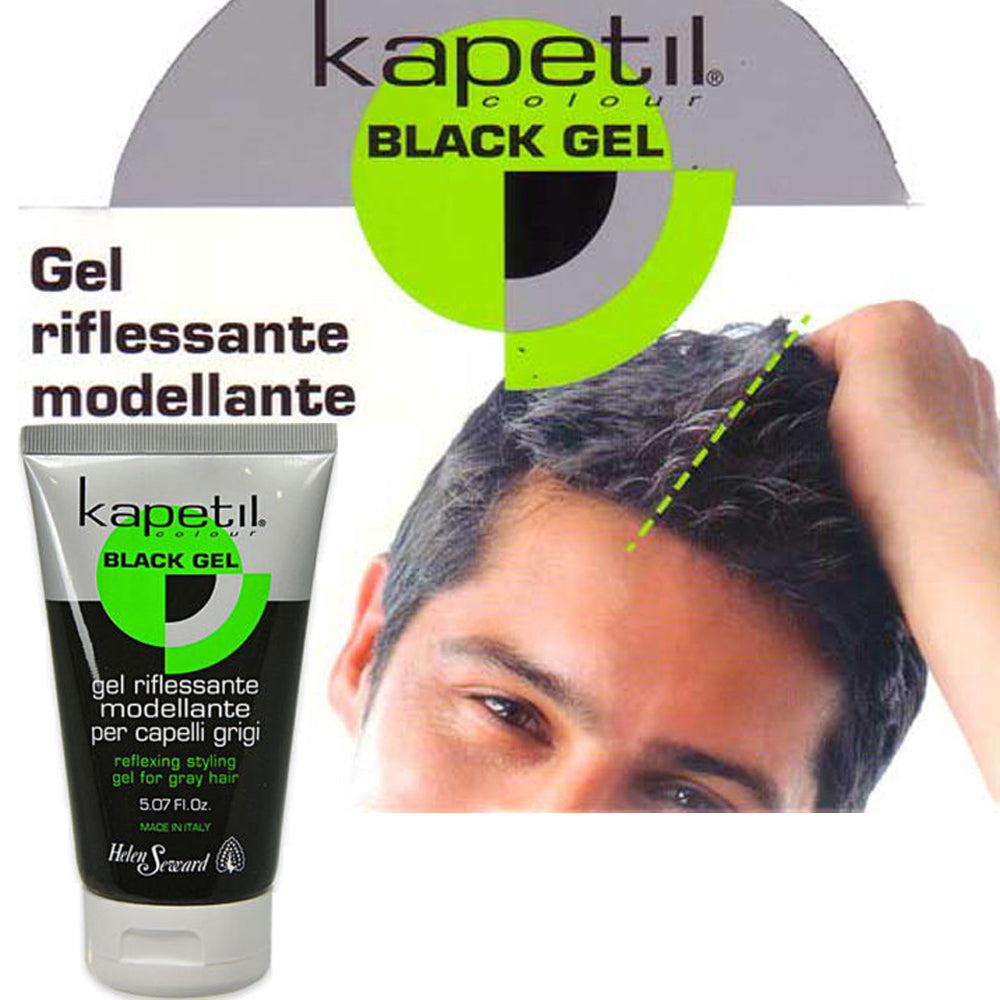 HELEN SEWARD Kapetil Black Gel 150ml | Gel Nero per Capelli Bianchi e Brizzolati | Fissaggio Naturale Senza Alcool | Made in Italy