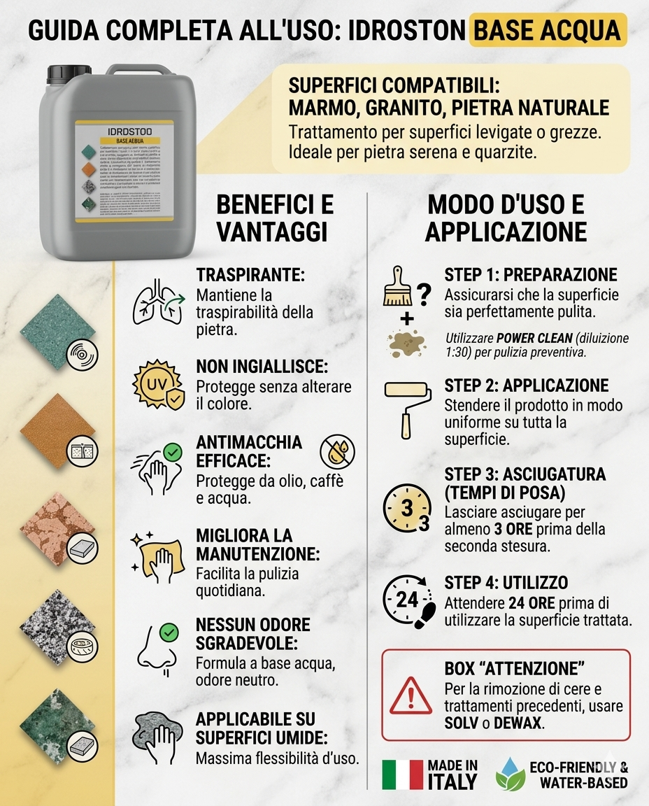Faren Idro 100 Protettivo Antimacchia Idrorepellente Pietre Naturali – Effetto Naturale Invisibile per Marmo, Granito e Limestone