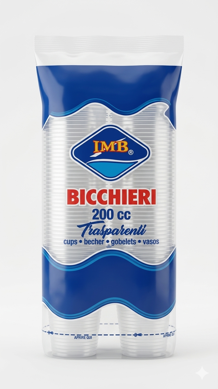 Bicchieri IMB in Polipropilene (PP) 200cc | Trasparenti e Anti-Rottura | Confezione Risparmio per Feste, Eventi e Ufficio | 100% Riciclabili