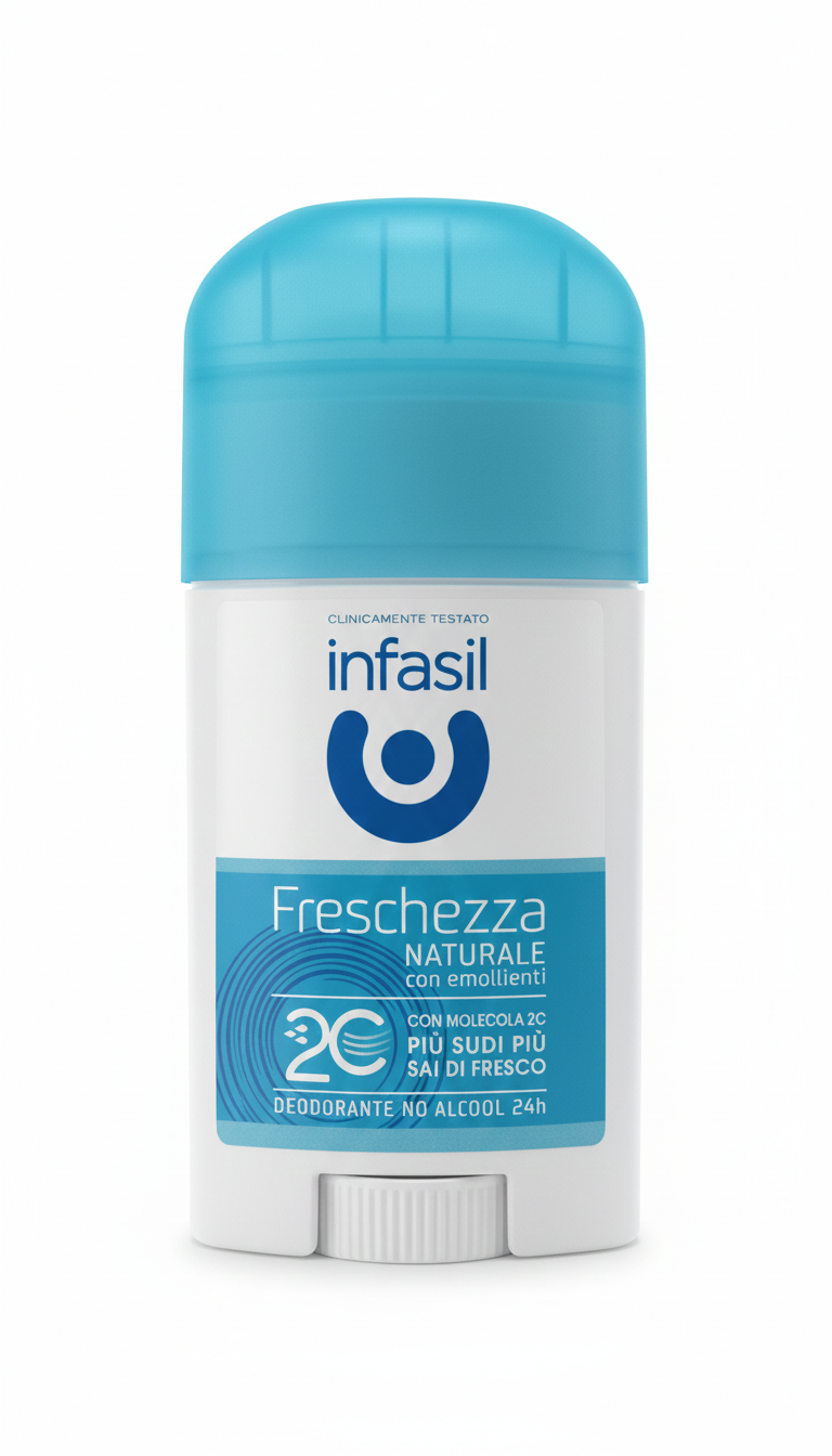 Infasil Freschezza Naturale Deostick 50ml | Molecola 2C "Più Sudi Più Sai di Fresco" | Efficacia 24H | No Alcool