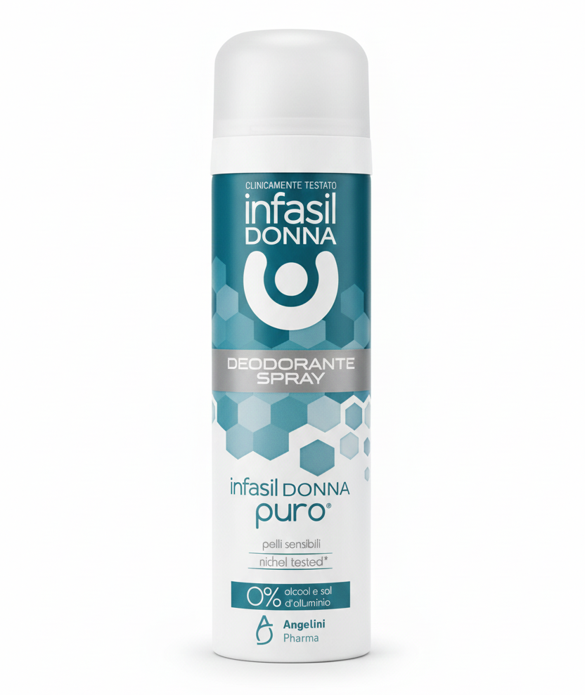 Infasil Donna Puro Deodorante Spray 150ml | 0% Sali d'Alluminio | 0% Alcool | Nichel Tested | Anti-Macchia