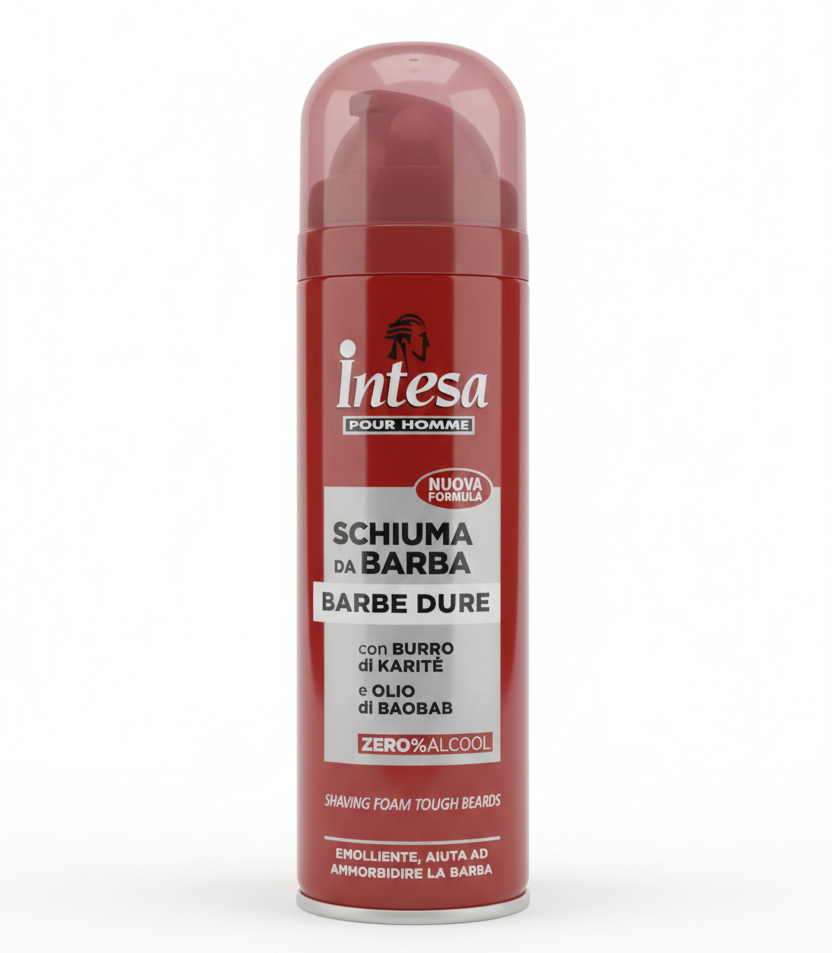 Intesa Pour Homme Schiuma da Barba 300ml – Barbe Dure – Con Burro di Karité e Olio di Baobab – Dermoprotettiva