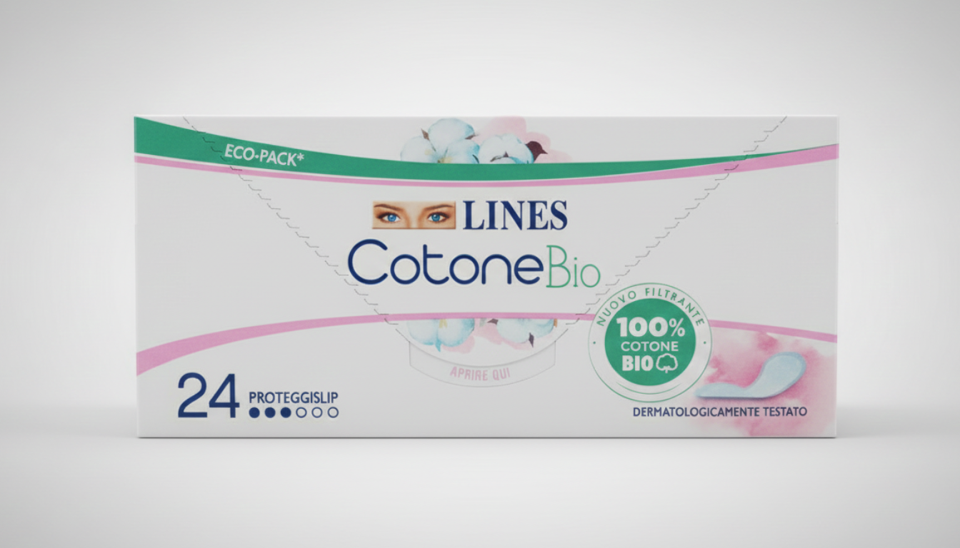 LINES Cotone Proteggi-slip Distesi 24 Pezzi | Filtrante 100% Cotone sulla Pelle | Ipoallergenico e Traspirante | Approvato dai Ginecologi AOGOI | Protezione Quotidiana Delicata