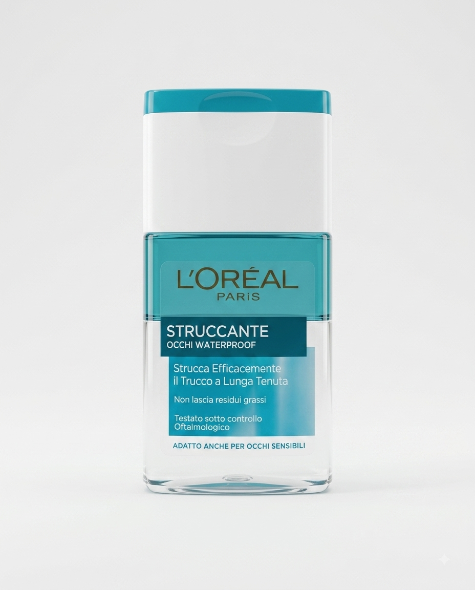 L'Oréal Paris Struccante Occhi Waterproof Bifasico 125 ml, struccante bifasico per rimuovere trucco waterproof e a lunga tenuta, senza residui grassi, ideale per occhi sensibili.