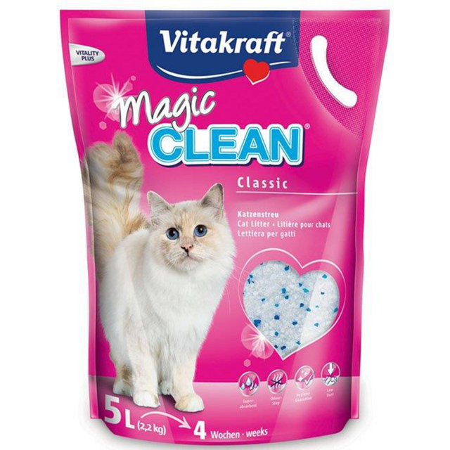 Vitakraft Magic Clean Classic Lettiera in Silicio 5L (2.2kg) Anti-Odore e Zero Polvere