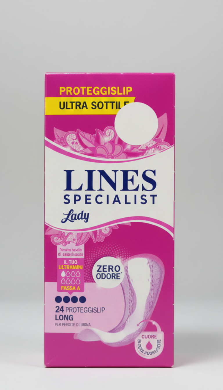 Lines Specialist Ultra Mini 24 Pezzi | Assorbenti Distesi Sottili per Perdite Urinarie Molto Leggere | Tecnologia Zero Odore e Massima Discrezione | Ipoallergenico