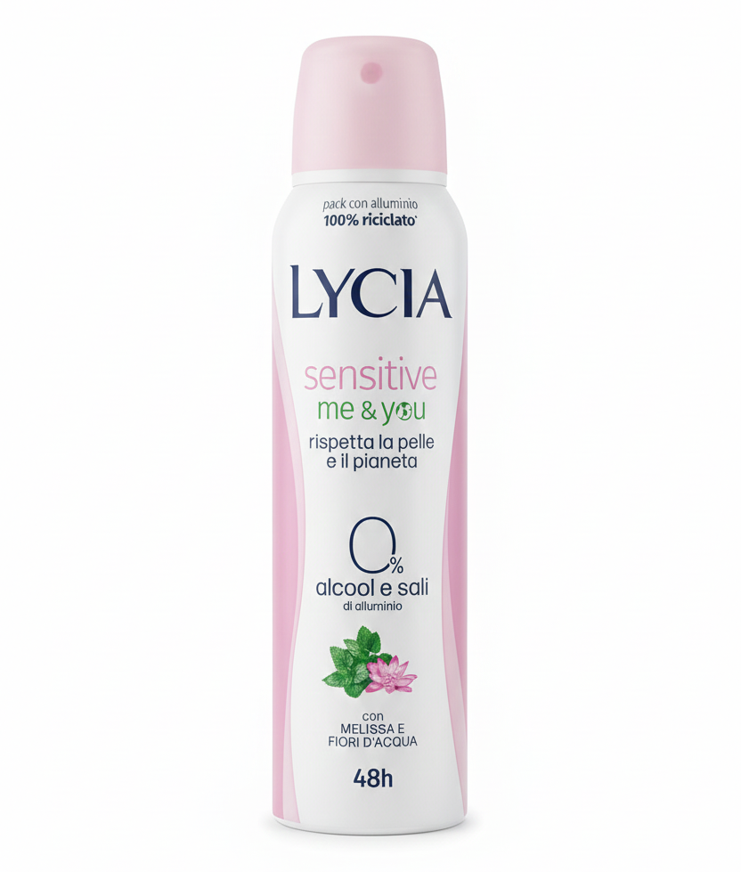 Lycia Deo Spray Sensitive Me&You 150ml – 48H Protezione Naturale – 0% Alcool & Sali di Alluminio – Eco-Friendly