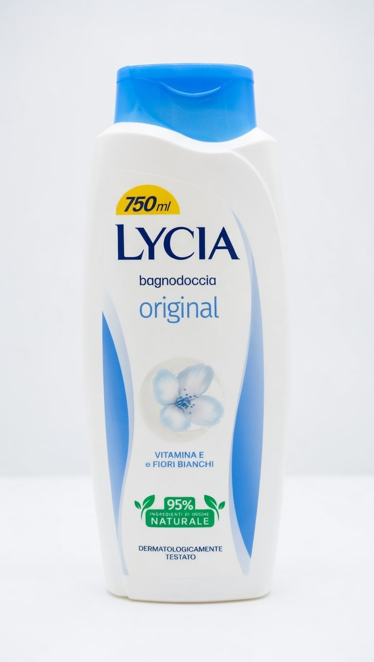 Lycia Bagnodoccia Original 750ml con Vitamina E e Fiori Bianchi, 95% ingredienti di origine naturale