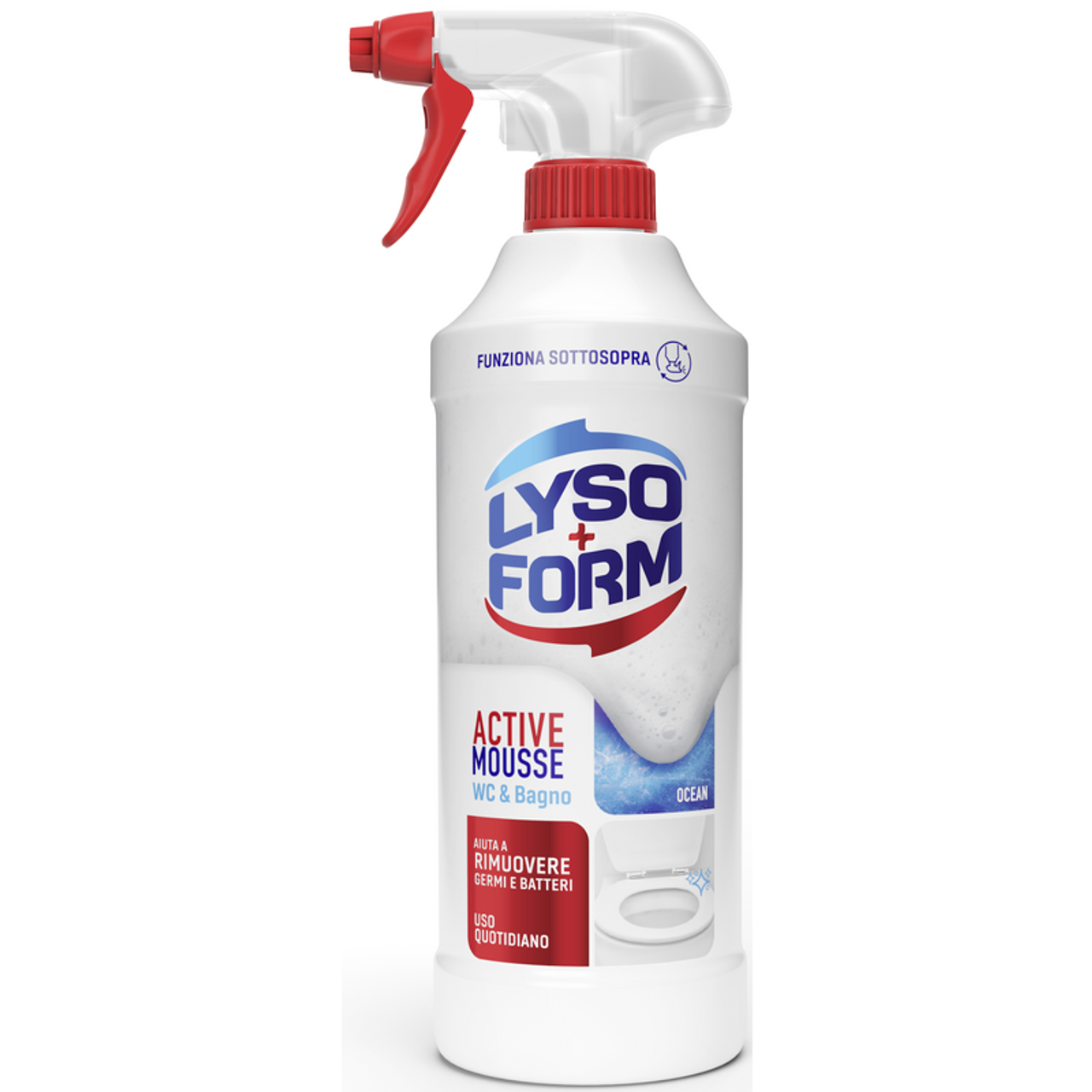 Lysoform Active Mousse WC & Bagno 435ml | Detergente Igienizzante Anti-Calcare | Schiuma Attiva 360° Sottosopra | Per Sanitari e Piastrelle