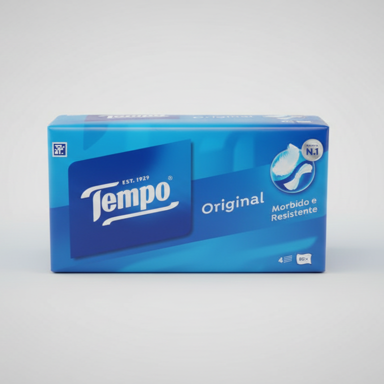 Tempo Original Box Collection 80 Fazzoletti | 4 Veli Alta Resistenza | Resistenti al Lavaggio in Lavatrice | Scatola Dispenser Design Collection