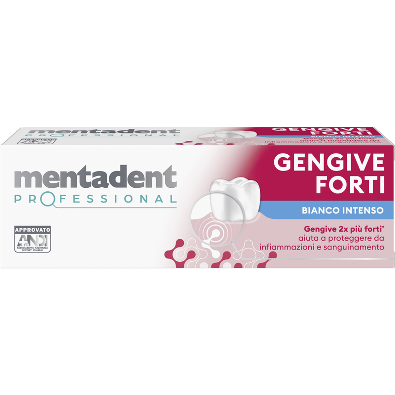 Mentadent Professional Gengive Forti & Bianco Intenso 75ml – Doppia Azione Anti-Sanguinamento e Sbiancante – Senza SLS – Con Enzimi e Proteine