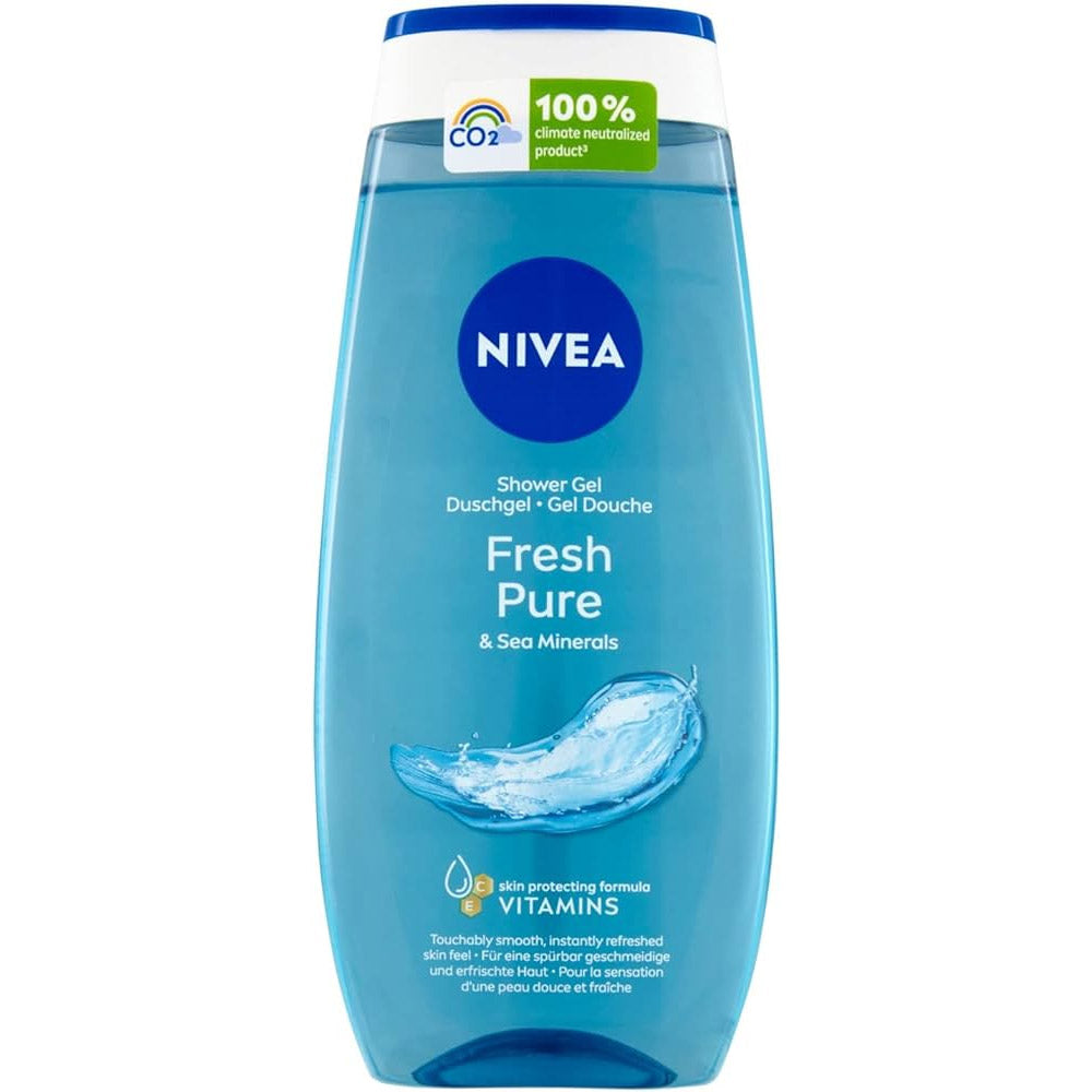 NIVEA Doccia Gel Fresh Pure & Sea Minerals | 250ml | Arricchito con Vitamine C ed E | pH Neutro sulla Pelle | Formula Biodegradabile al 99%