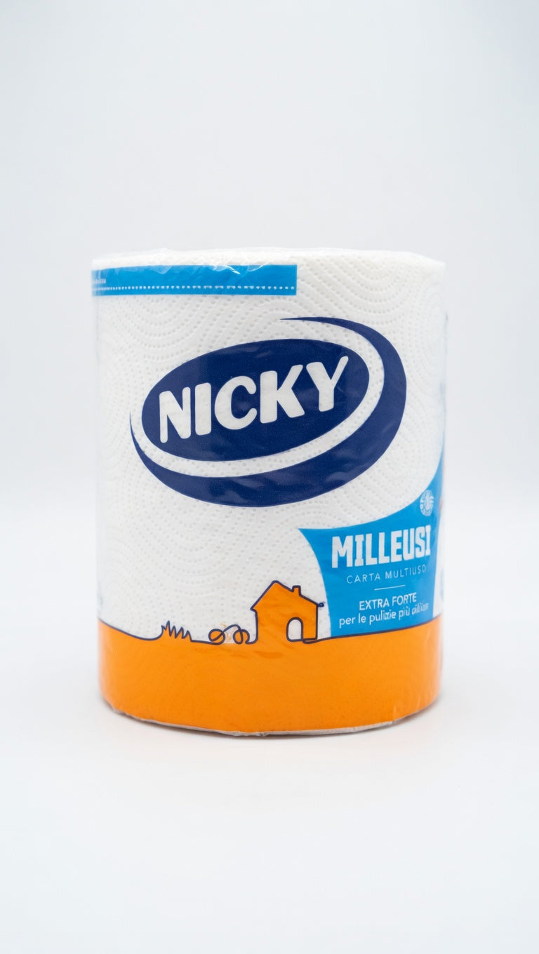 Nicky Milleusi Carta Multiuso Extra Forte | Bobina 180 Strappi | 3 Veli in Pura Cellulosa | Certificata FSC