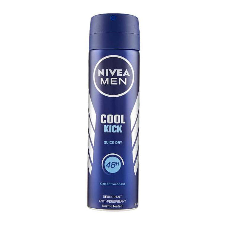 Nivea Men Cool Kick Deodorante Spray 150ml – Protezione Antitraspirante 48h – Con Acqua di Cactus – 0% Alcool