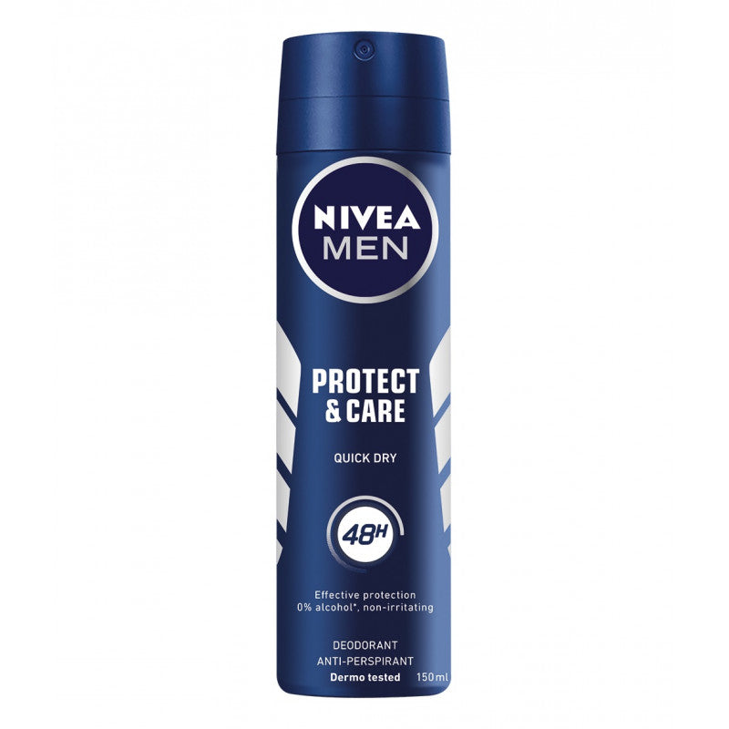 Nivea Men Protect & Care Deodorante Spray 150ml – Anti-Perspirant 48h – Con Pro-Vitamina B5 – Senza Alcool