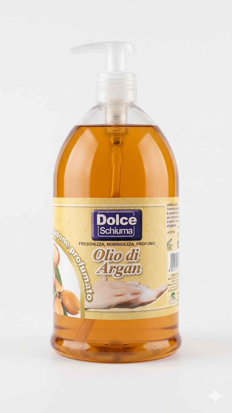 Dolce Schiuma Olio di Argan Sapone Liquido Nutriente Maxi Formato 1000 ml – Idratazione Profonda e Convenienza Professionale