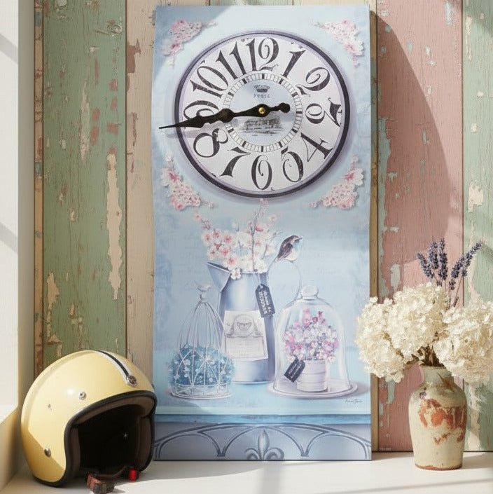 Star Orologio da Parete Shabby Chic 25x60 cm – Stampa Artistica su Metallo – Design Vintage e Raffinato