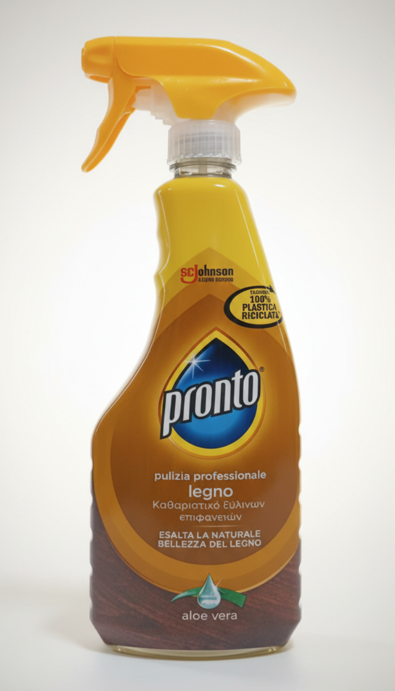 Pronto Legno Spray 500 ml | Pulizia Professionale con Aloe Vera Idratante | Esalta Venature e Lucentezza | Flacone 100% Riciclato