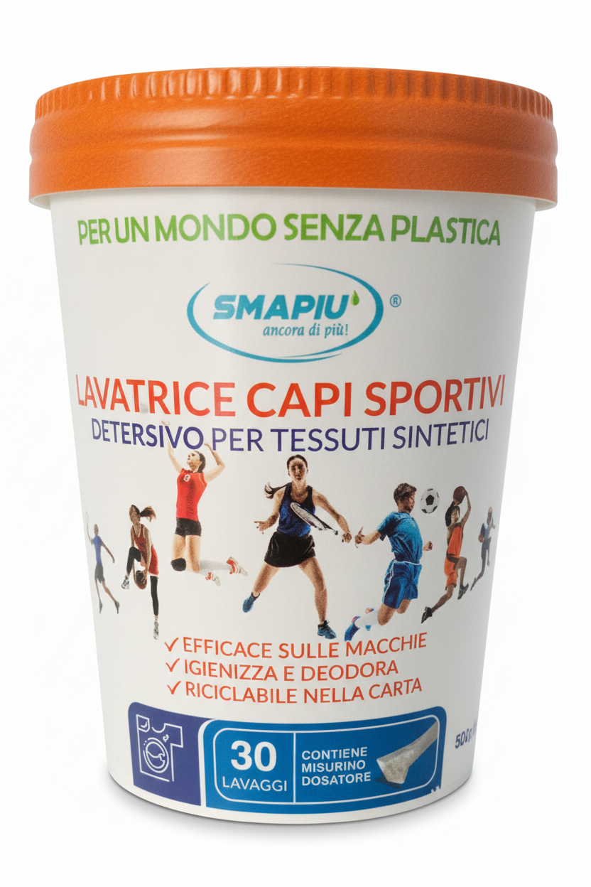 SMAPIÙ Detersivo Polvere Capi Sportivi 500g | 30 Lavaggi | Igienizzante e Deodorante per Tessuti Tecnici e Sintetici