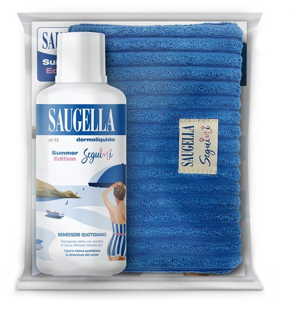 Saugella Dermoliquido pH 3.5 Summer Edition 500ml con Salvia Officinalis – Protezione Intima e Corpo con Pochette OMAGGIO