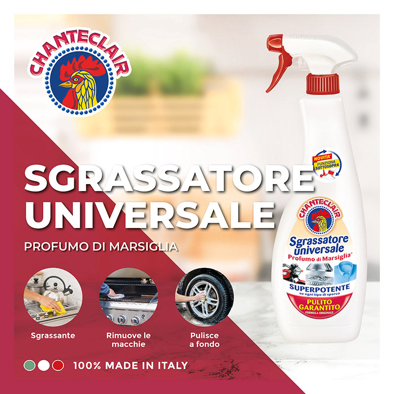 Chanteclair Sgrassatore Universale Marsiglia 600ml | Trigger Sottosopra 360° | Formula Superpotente 3-in-1: Sgrassa, Smacchia e Pulisce