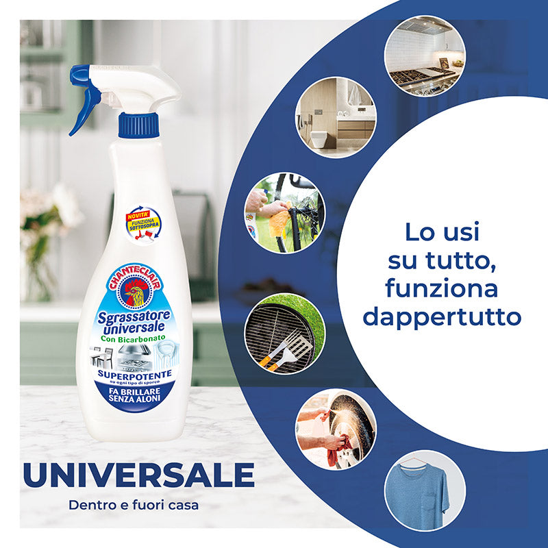 Chanteclair Sgrassatore Universale Bicarbonato 600ml – Superpotente e Senza Aloni