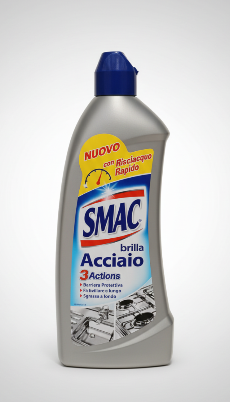 Smac Brilla Acciaio Crema 520ml | Lucidante Sgrassante Anticalcare | Barriera Protettiva Anti-Opacità | Zero Aloni