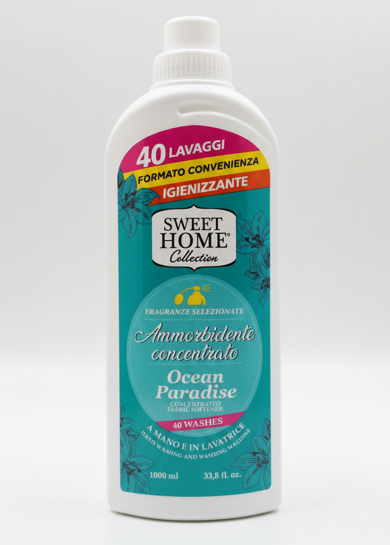 Sweet Home Collection | Ammorbidente Concentrato Ocean Paradise | 1000 ml | Profumo di Freschezza Marina | Dermatologicamente Testato | Massima Morbidezza per il Bucato | Made in Italy
