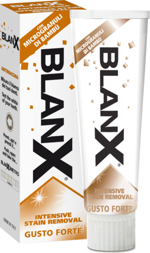BlanX Dentifricio Antimacchie 75ml | Con Licheni Artici e Bambù | Rimuove Macchie da Fumo, Caffè e Cibo | Azione Sbiancante Naturale Non Abrasiva