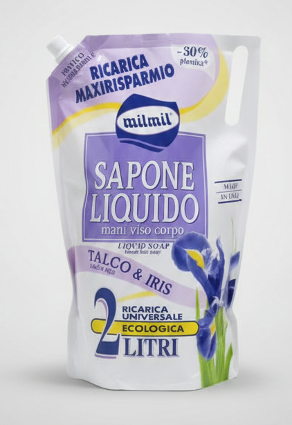 Mil Mil Sapone Liquido Ricarica Maxi 2000ml | Formato Risparmio 2 Litri | Dermatologicamente Testato | Sapone Mani e Viso Eco-Sostenibile