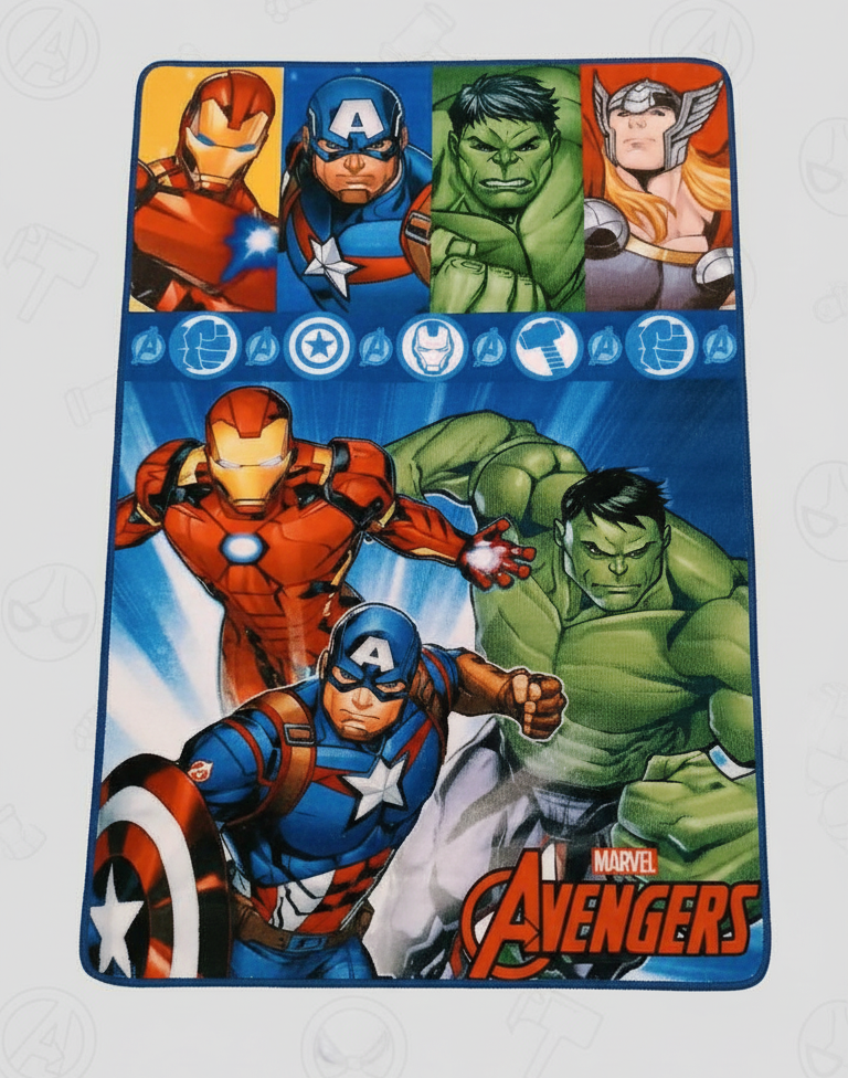 Tappeto Marvel Avengers 80x120 cm – Per Cameretta Bambini – Superficie Morbida – Supporto Antiscivolo – Stampa Digitale HD