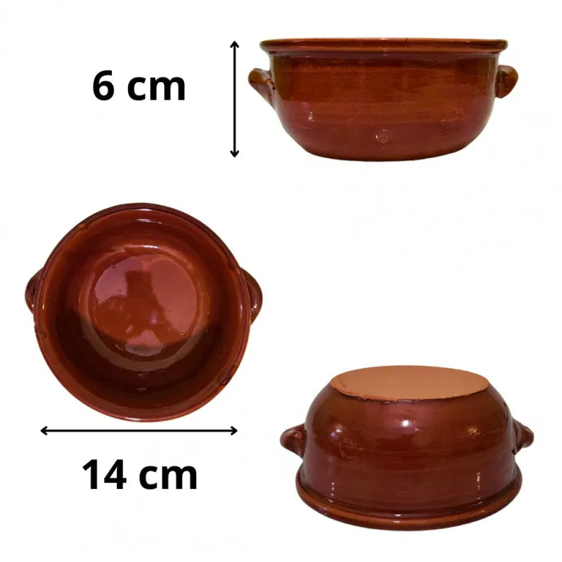Set 6 Tegamini in Creta e Terracotta Ø 14cm "Cucina della Nonna" | Casseruoline Monoporzione per Zuppe, Legumi e Gratin | Diffusione del Calore Omogenea | Design Artigianale Rustico