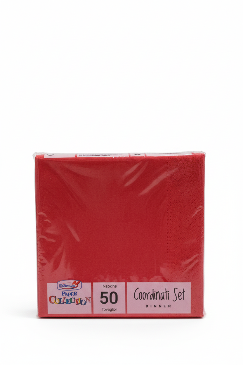 DOpla Tovaglioli Rossi Paper Collection | Confezione da 50 Pezzi | Coordinati Set Dinner in Pura Cellulosa per Feste e Buffet
