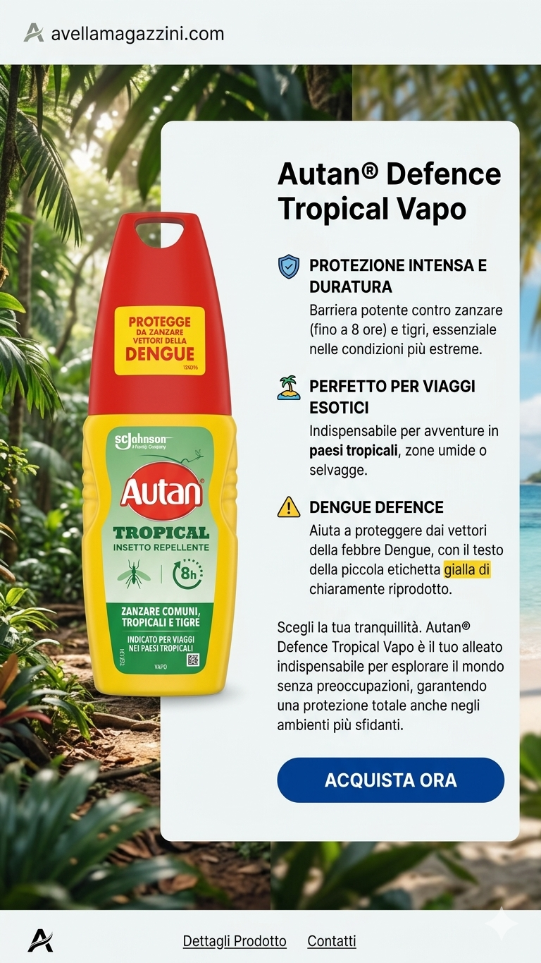 Autan Tropical Vapo 100ml | Repellente Anti-Zanzara Tigre e Tropicale | Protezione Estrema fino a 8 Ore | Ideale per Viaggi e Outdoor