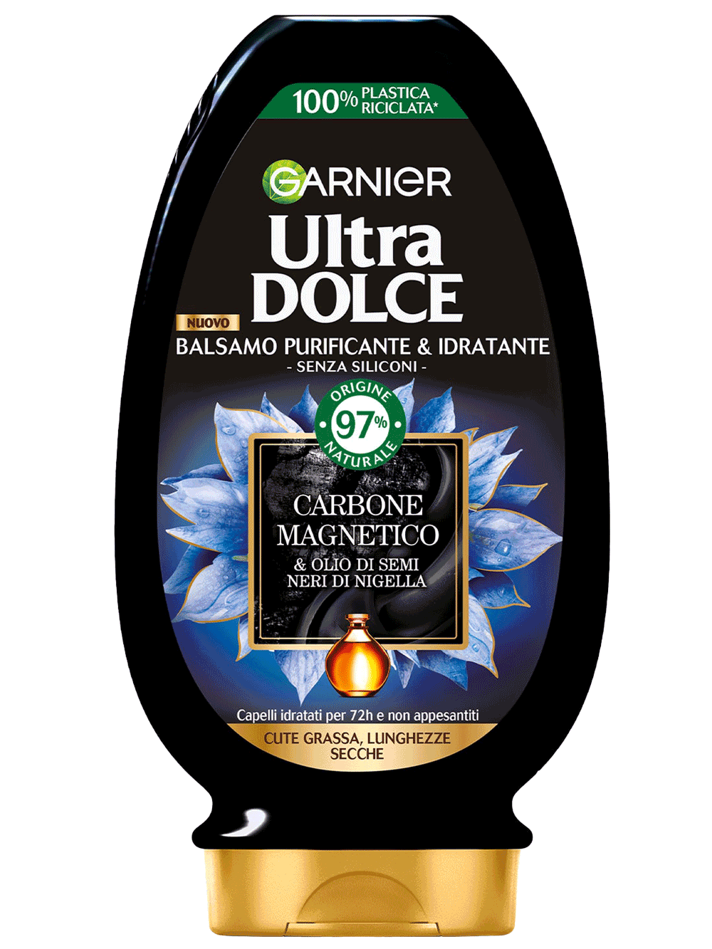 Garnier Ultra Dolce Balsamo Carbone Magnetico 360ml – Balsamo Purificante & Idratante per Cute Grassa e Lunghezze Secche