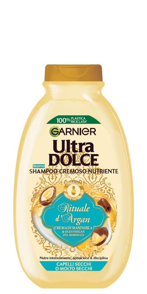 Garnier Ultra Dolce Shampoo Crema Nutrizione Rituale d’Argan 400ml – Formula Vegan senza Siliconi per Capelli Secchi e Indisciplinati