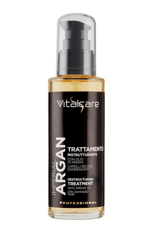 Vitalcare Imperial Argan Trattamento Ristrutturante 100ml – Olio Styling Nutriente Anti-Crespo – Con Olio di Argan, Lino e Vitamina E – Senza Risciacquo