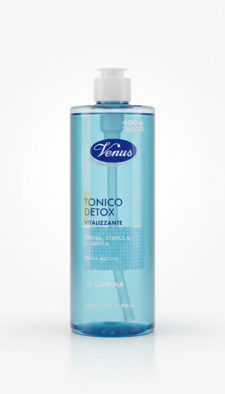 Venus Tonico Detox Vitalizzante 400ml XXL – Drena, Stimola e Illumina con Caffeina – Senza Alcool per Tutti i Tipi di Pelle