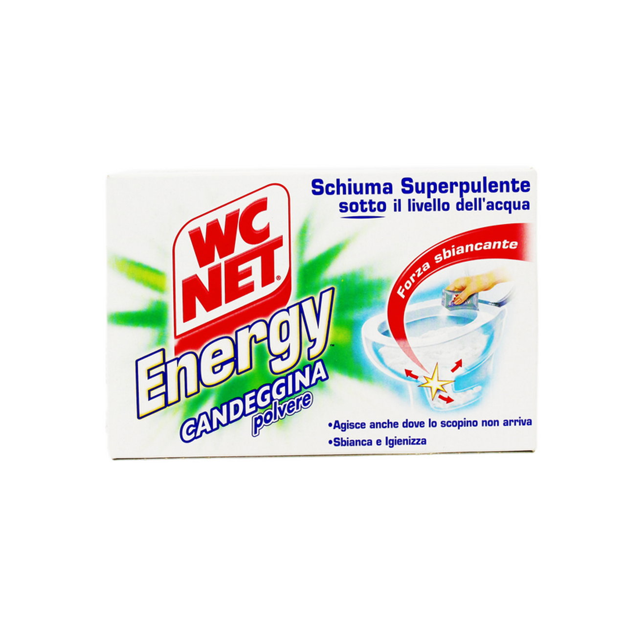 WC Net Energy Candeggina in Polvere 4x100g Ammortizzante Sbiancante d'Urto con Schiuma Autopulente