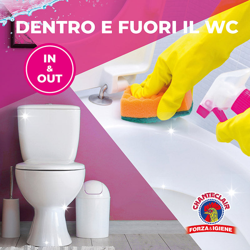 Chanteclair WC Schiumattiva Candeggina 625ml | Spray Mousse Sbiancante e Igienizzante | Funzione Sottosopra 360° | Massima Brillantezza per Ceramica