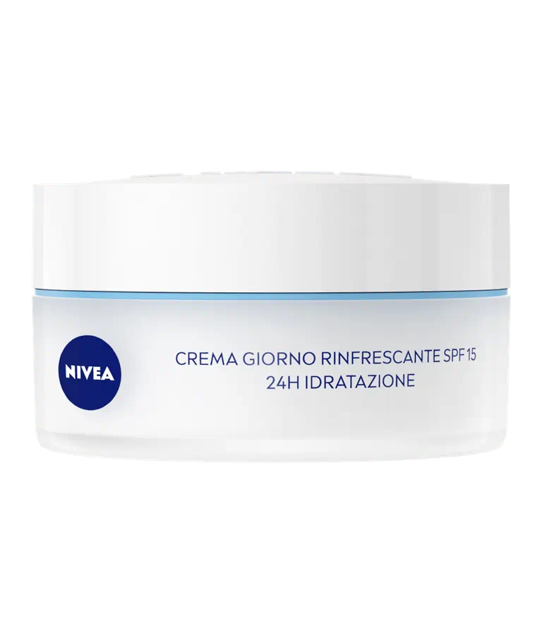 NIVEA Crema Giorno Idratante Rinfrescante 50 ml - 24H Idratazione, Vitamina E & SPF 15