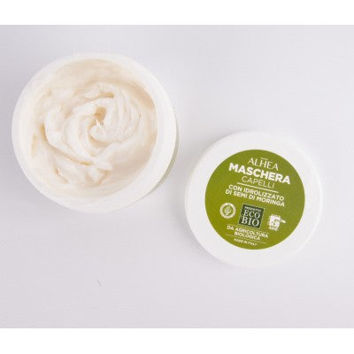 ALHEA Maschera Capelli Eco Bio 250ml | Con Idrolizzato di Moringa Biologica e Burro di Karité | Azione Rigenerante e Protettiva | Certificato AIAB e Vegan OK | Ideale per Capelli Stressati