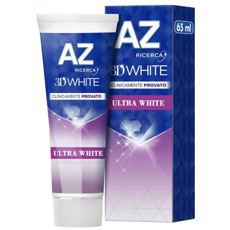 AZ 3D White Ultra White Dentifricio Sbiancante Professionale Menta Polare 65ml – Rimuove fino all'87% delle Macchie Superficiali e Rinforza lo Smalto