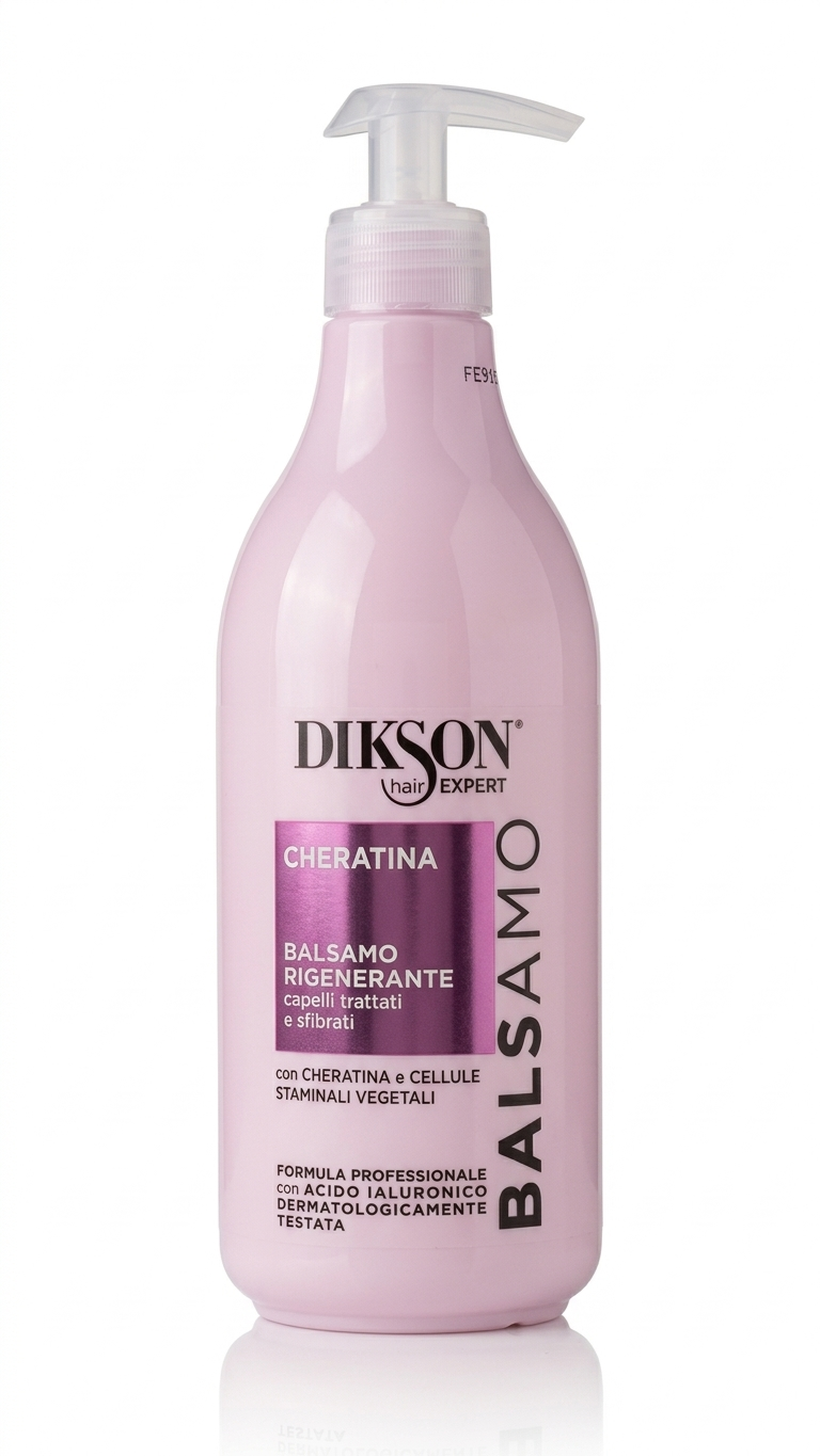 Dikson Hair Expert Balsamo Cheratina 500 ml | Balsamo Rigenerante per Capelli Trattati e Sfibrati | Con Cellule Staminali Vegetali e Acido Ialuronico | Formato con Dosatore