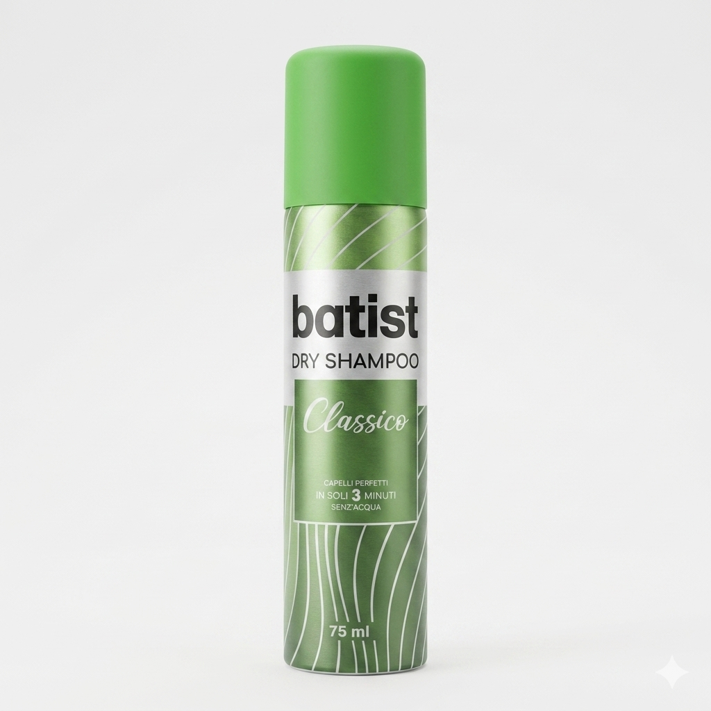Batiste Shampoo Secco Classico 75ml formato viaggio da borsetta per capelli freschi e voluminosi senza acqua
