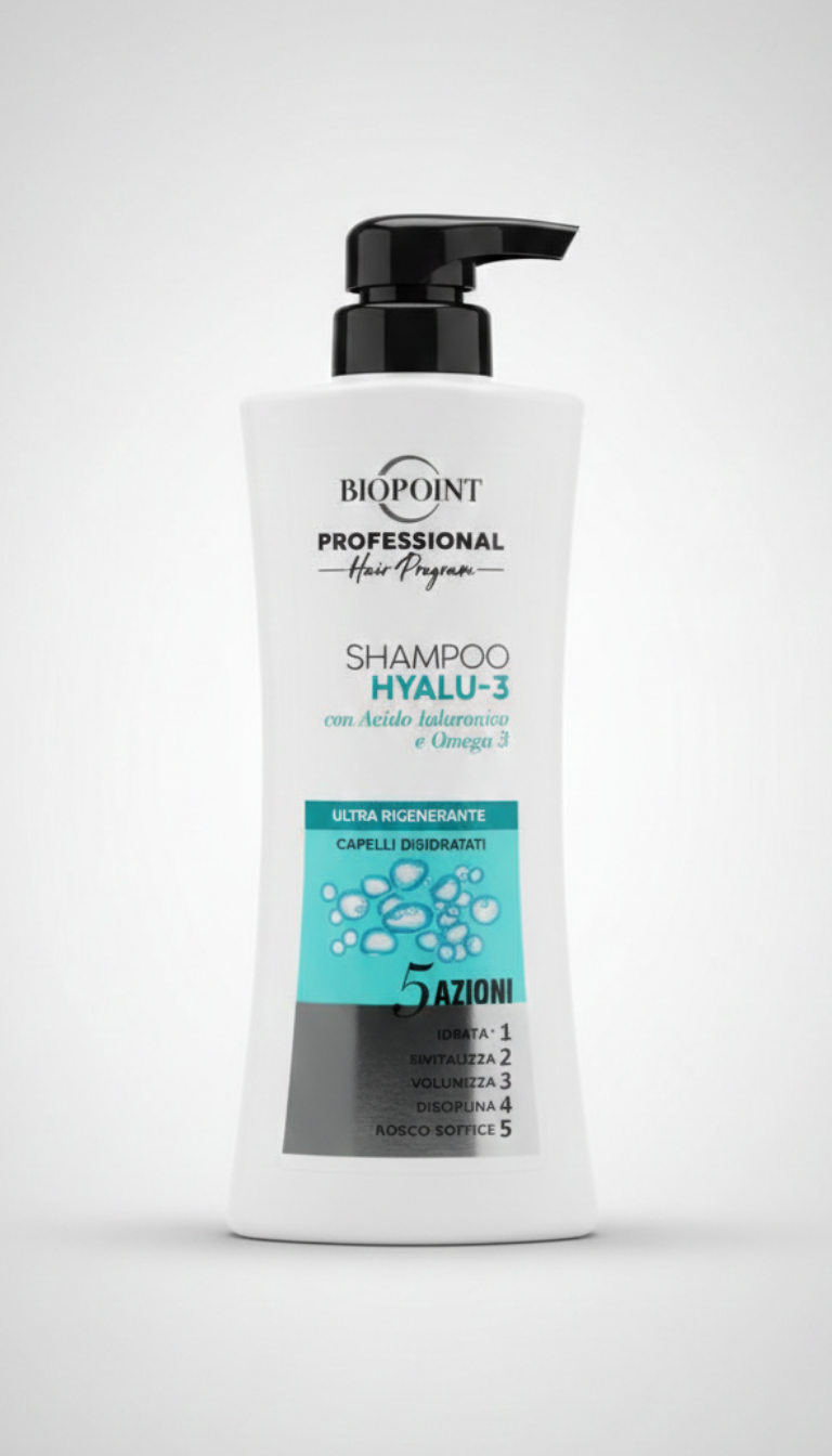 Biopoint Professional Shampoo Hyalu-3 400ml – Idratazione 72h e Azione Volumizzante con Acido Ialuronico