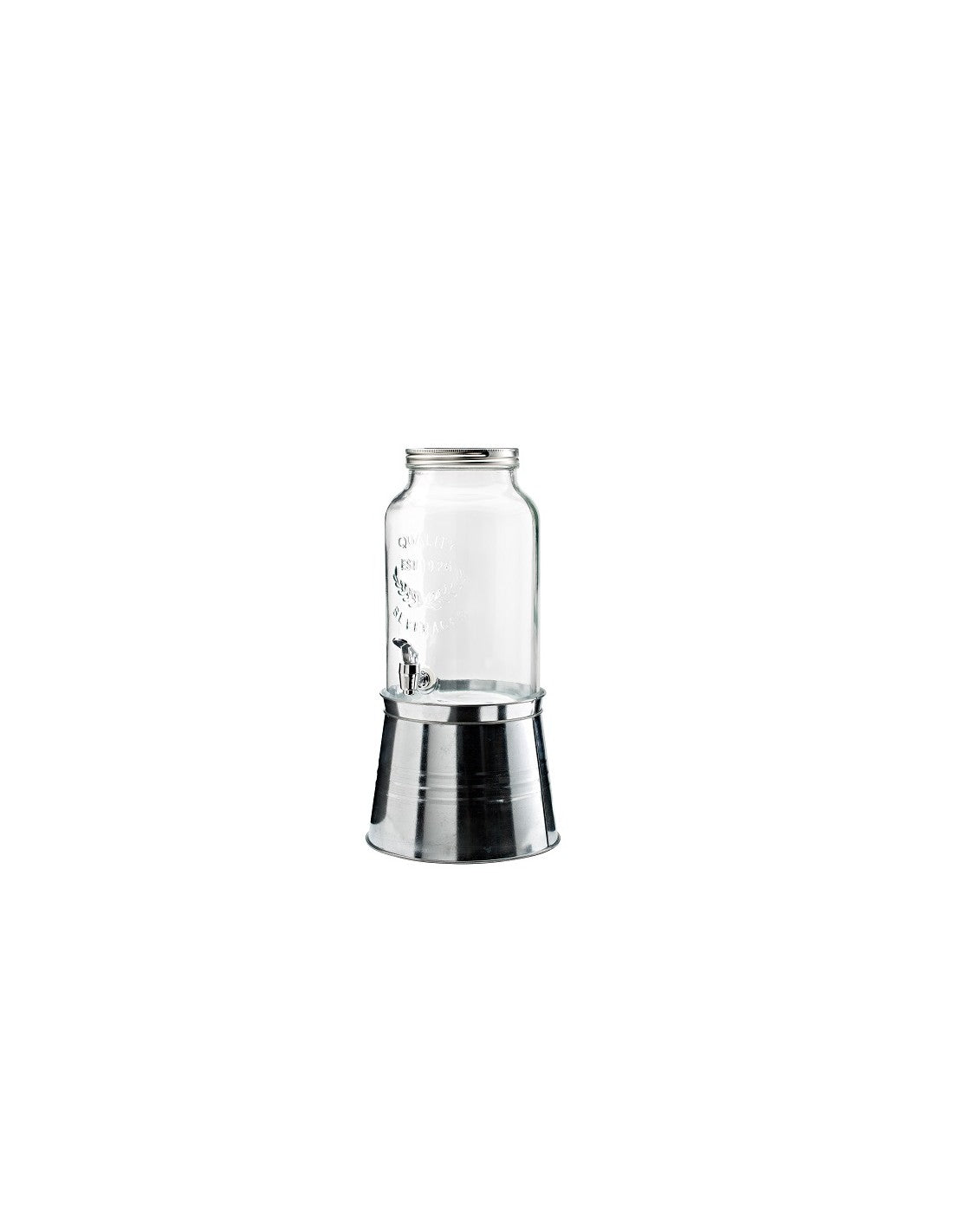 LEONE Big Jar Distributore di Bevande 6 Litri con Supporto in Metallo | Dispenser in Vetro con Rubinetto Dosatore | Ideale per Catering, Buffet e Party | Design Vintage Professional